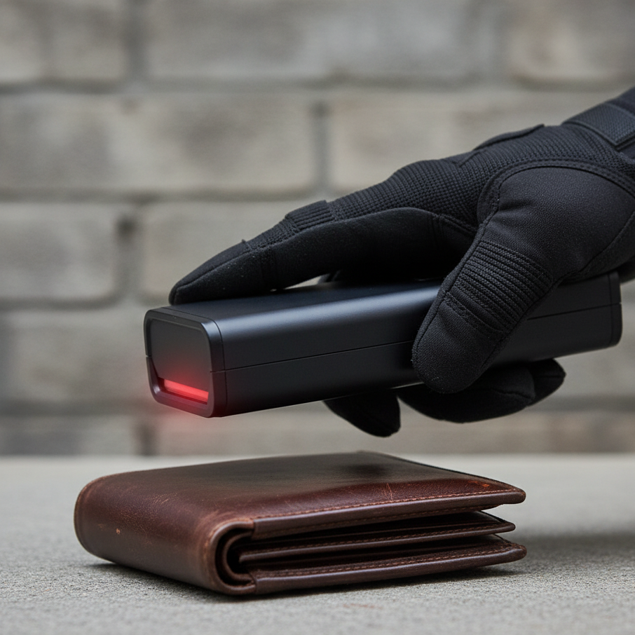 Demonstration of unprotected cards vulnerable to RFID skimming